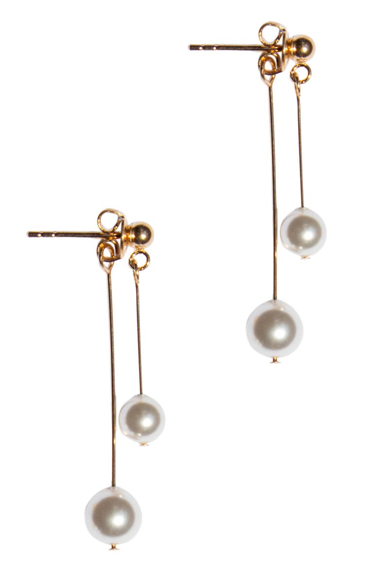 seree Leighton faux pearl pendant earrings, Main, color, White
