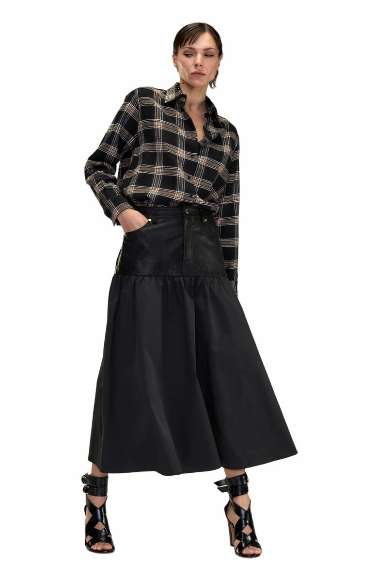 Cynthia Rowley Downtown Leather Nylon Skirt, Alternate, color,