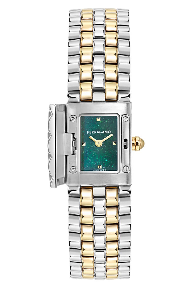 Secret Bracelet Watch, 18.5mm x 30mm, Main, color, IP TWO TONE/ GREEN