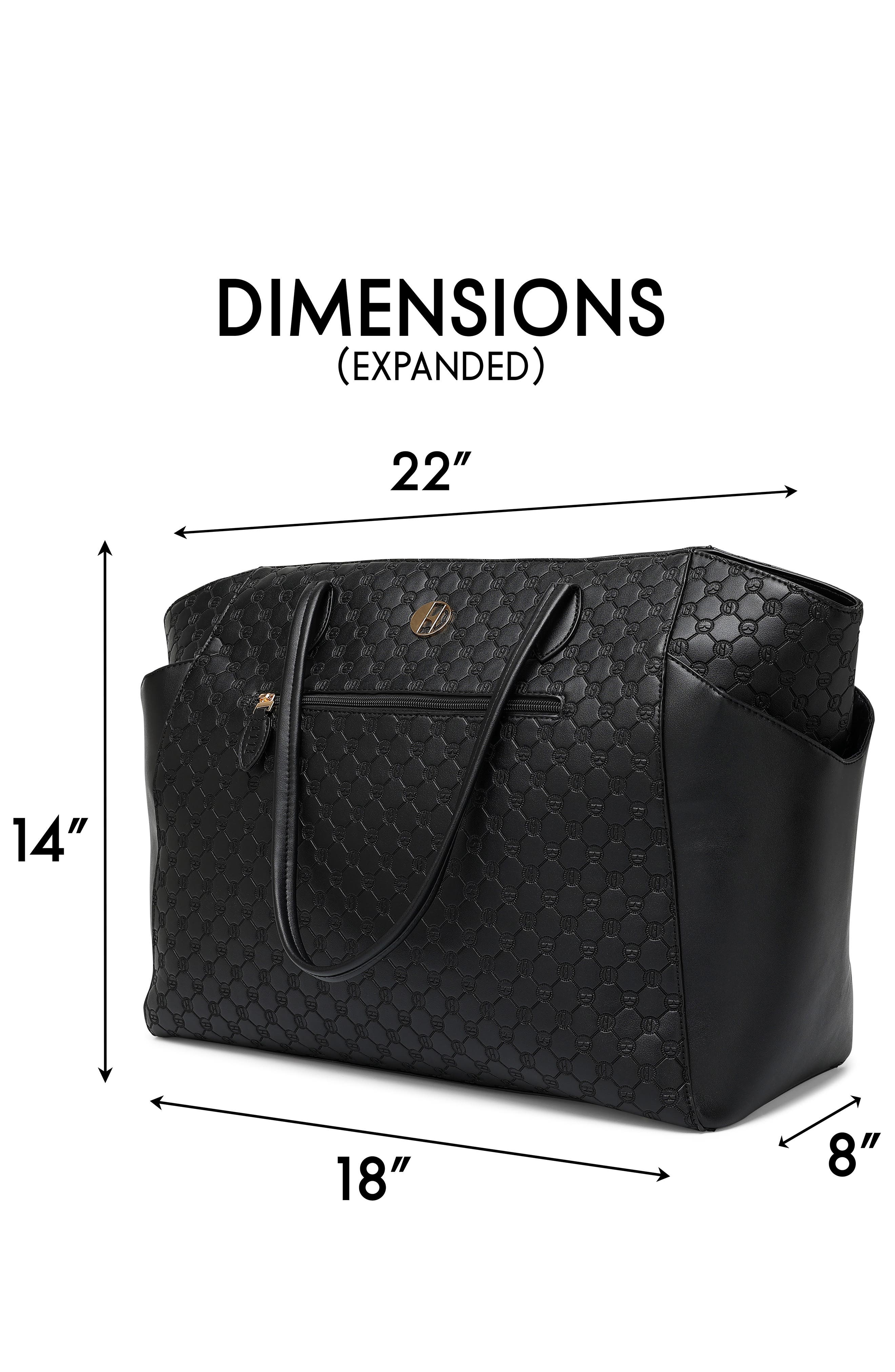 ELLE Compass 32L Vegan Leather Monogram Weekender Duffel Bag, Alternate, color, Black