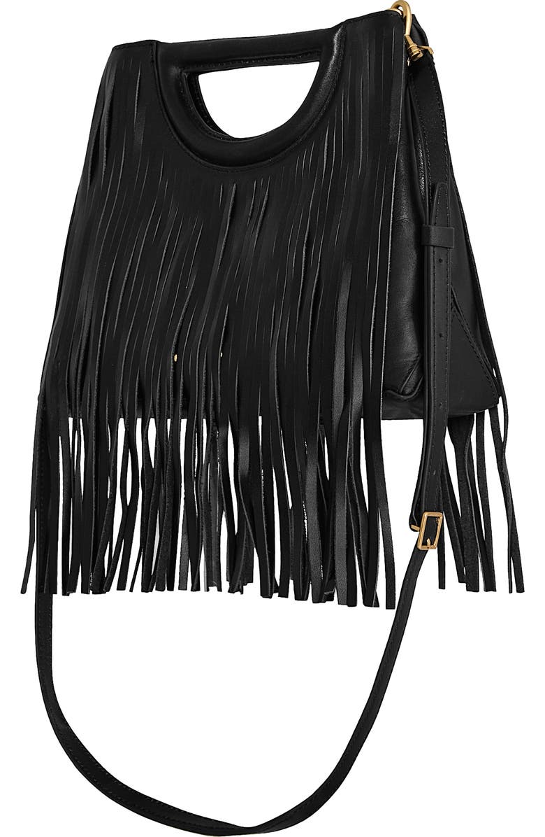 Rebecca Minkoff Frankie Fringe Leather Crossbody Bag, Alternate, color, Black