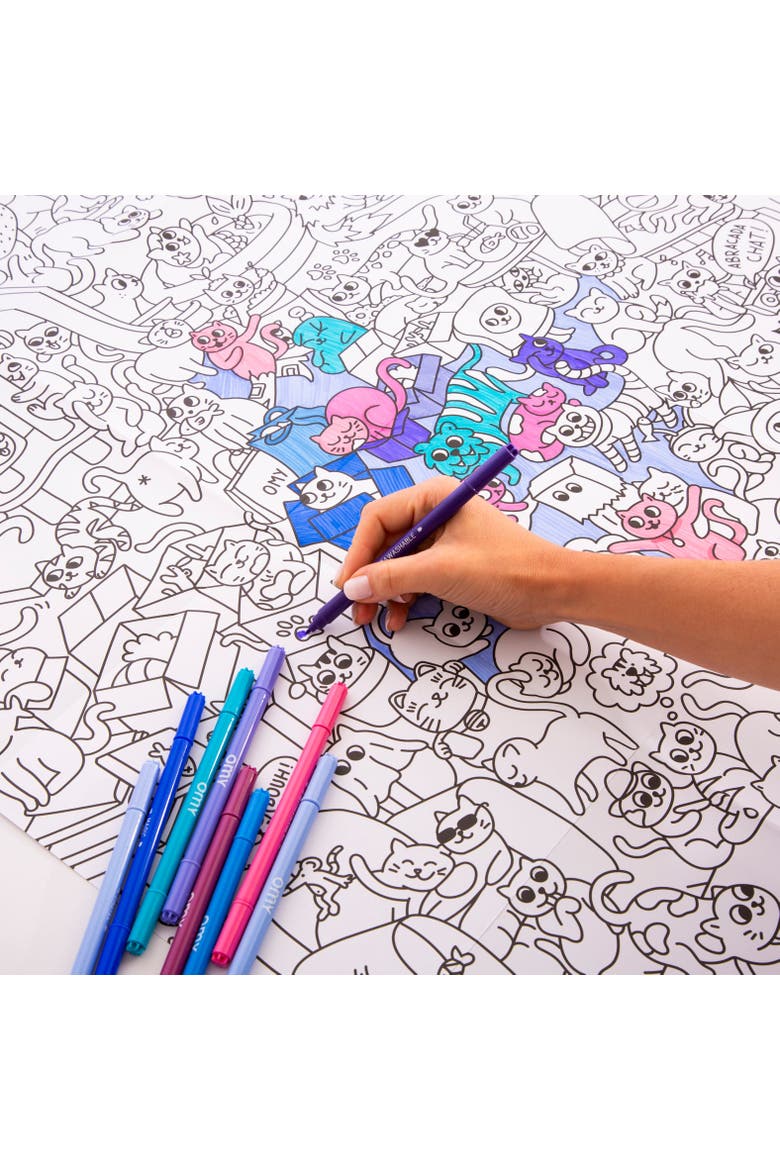 Giant coloring poster Kitty, Alternate, color, Purple