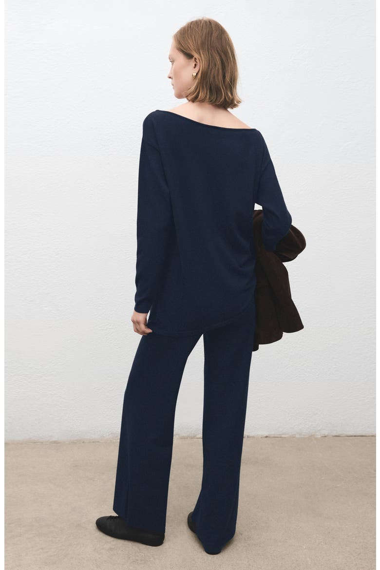 Split Hem Pull-On Straight Leg Knit Pants, Alternate, color, DARK NAVY