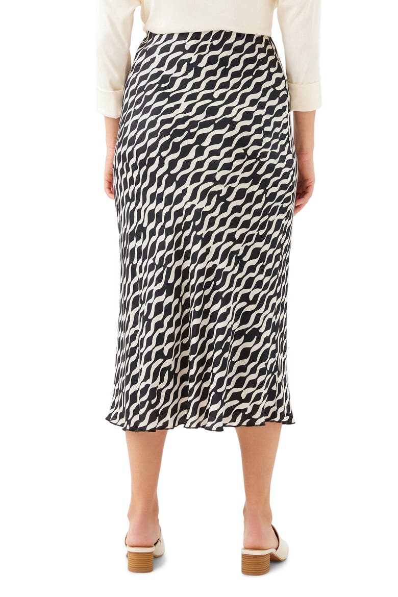 Abstract Print Satin Bias Cut Midi Skirt, Alternate, color, BLACK/ WHITE PRINT