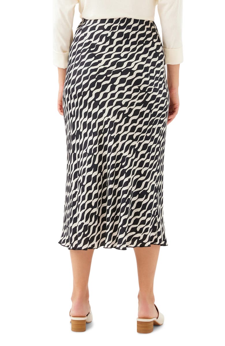 Karen Kane Abstract Print Satin Bias Cut Midi Skirt, Alternate, color, Black/ White Print