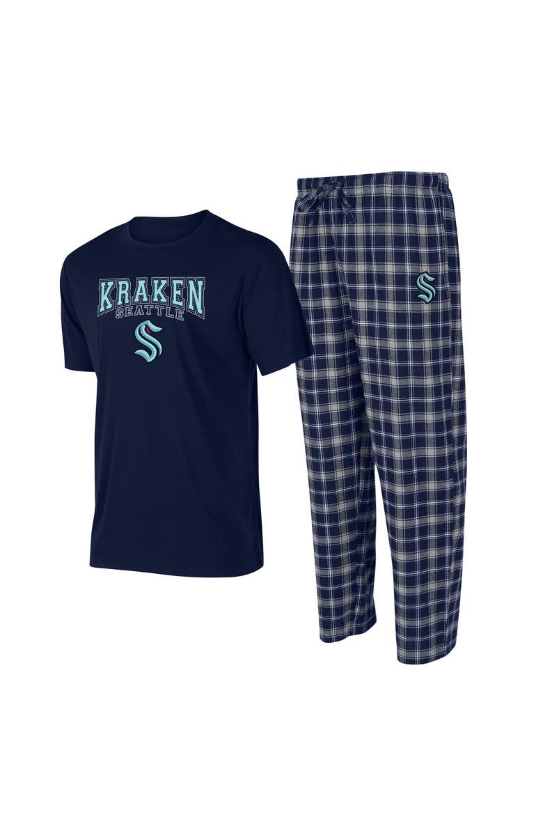 CONCEPTS SPORT Men's Concepts Sport Navy/Gray Seattle Kraken Arctic T-Shirt & Pajama Pants Sleep Set, Main, color, 