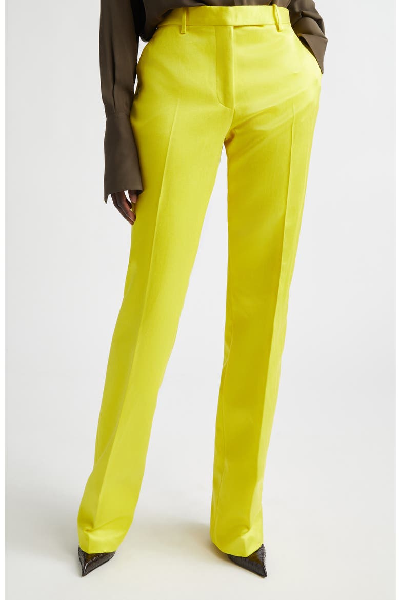 Duchesse Satin Trousers, Main, color, BY160 CITRON