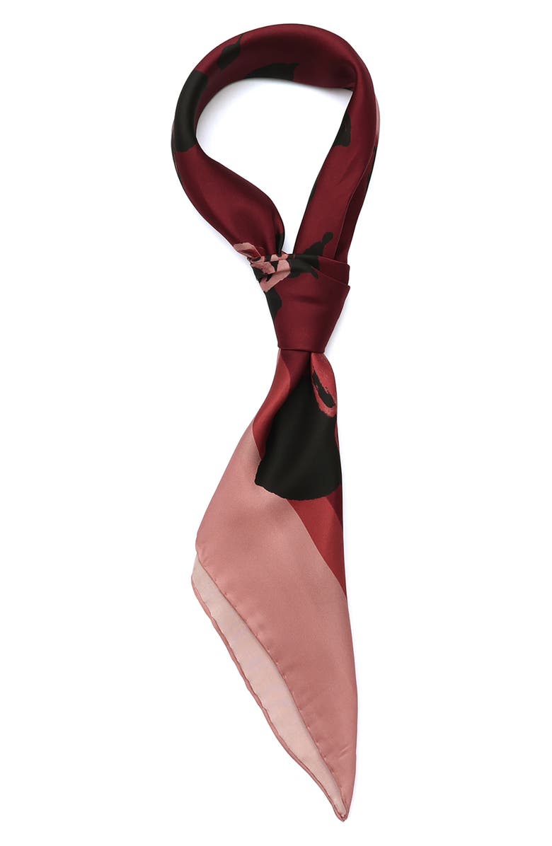 Kate Spade New York park roses silk squar scarf, Alternate, color, Roasted Pomegranate