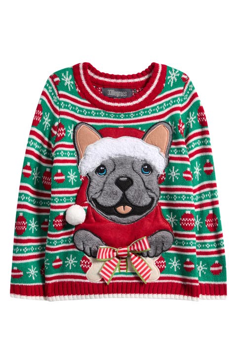 Kids' Xmas Frenchie Holiday Sweater (Little Kid)