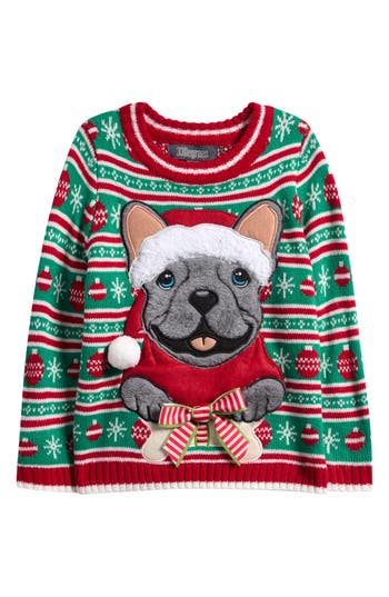 33 Degrees Kids' Xmas Frenchie Holiday Sweater In Multi