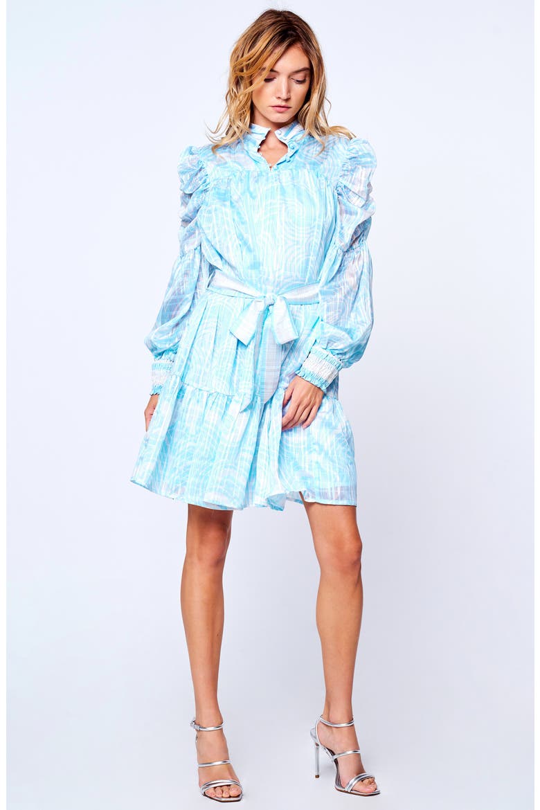 Alexis Abstract Print Long Sleeve Dress, Alternate, color, BLUE
