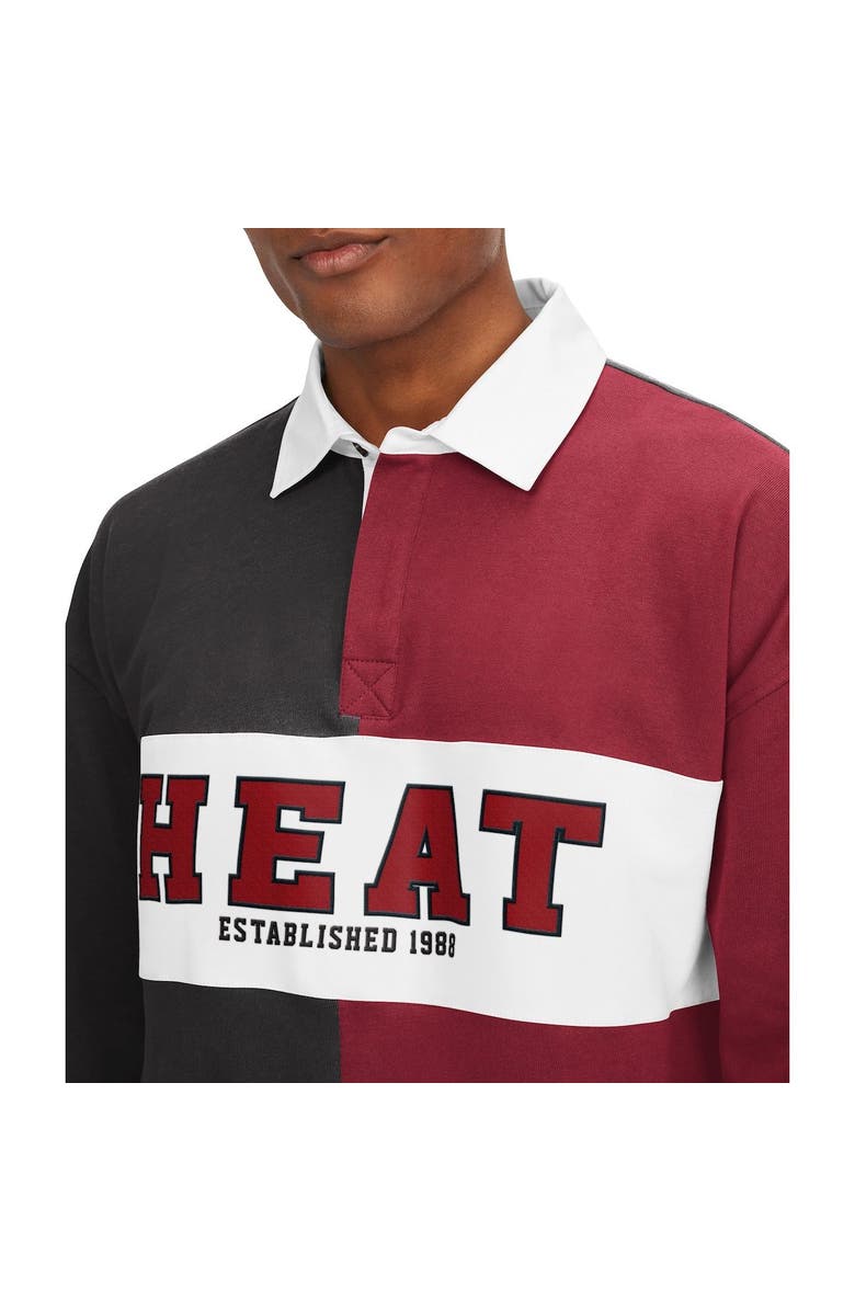 TOMMY JEANS Men's Tommy Jeans Black/Red Miami Heat Ronnie Rugby Long Sleeve T-Shirt, Alternate, color, Black