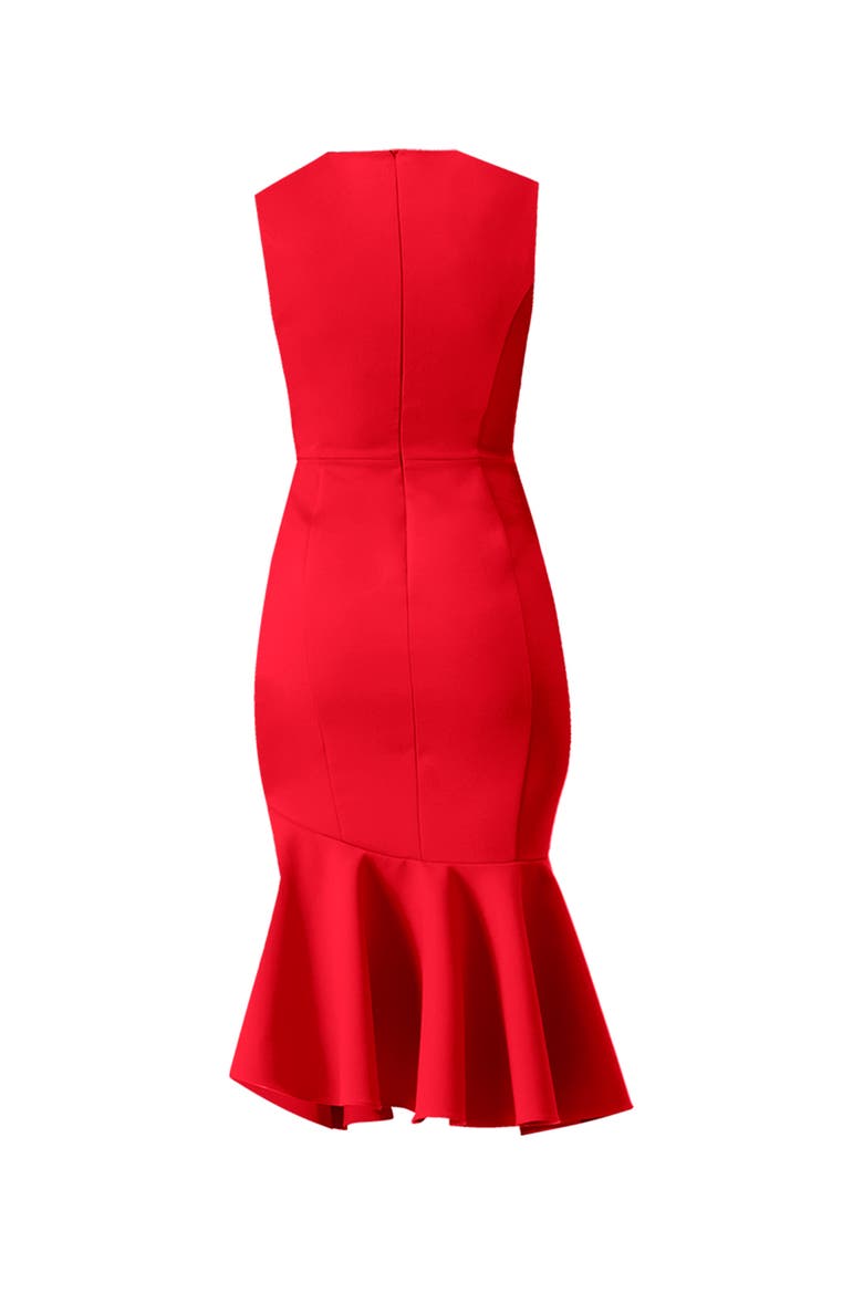 Solid Mermaid Midi Dress, Alternate, color, Red