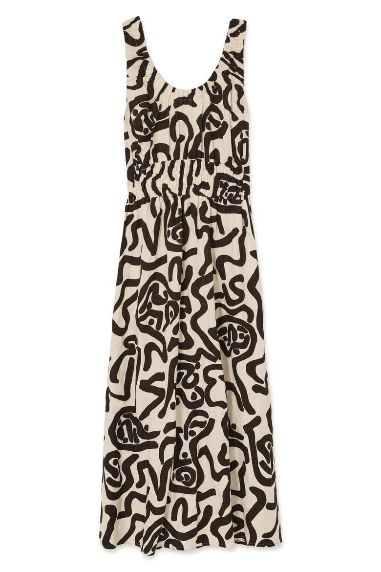 Akari Linen Blend Maxi Sundress, Alternate, color, BROWN/ IVORY