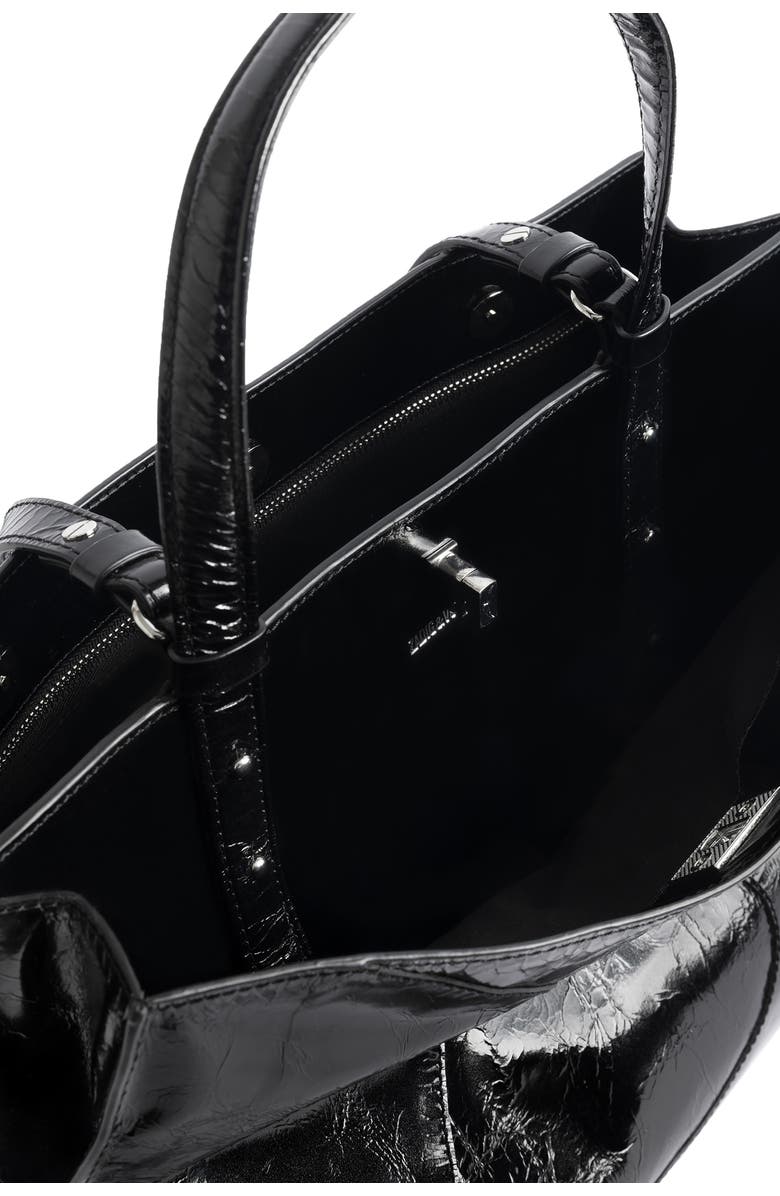 Zadig & Voltaire Jack Patent Leather Shoulder Bag, Alternate, color, Black