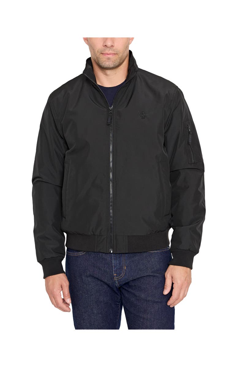 IZOD Men's Tech Racer Bomber Jacket, Main, color, Black