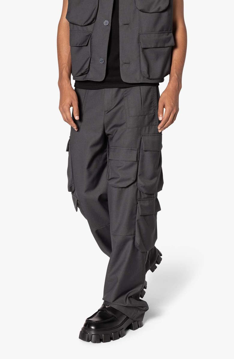 mnml Bonded Cotton Gabardine Cargo Pants, Alternate, color, Grey