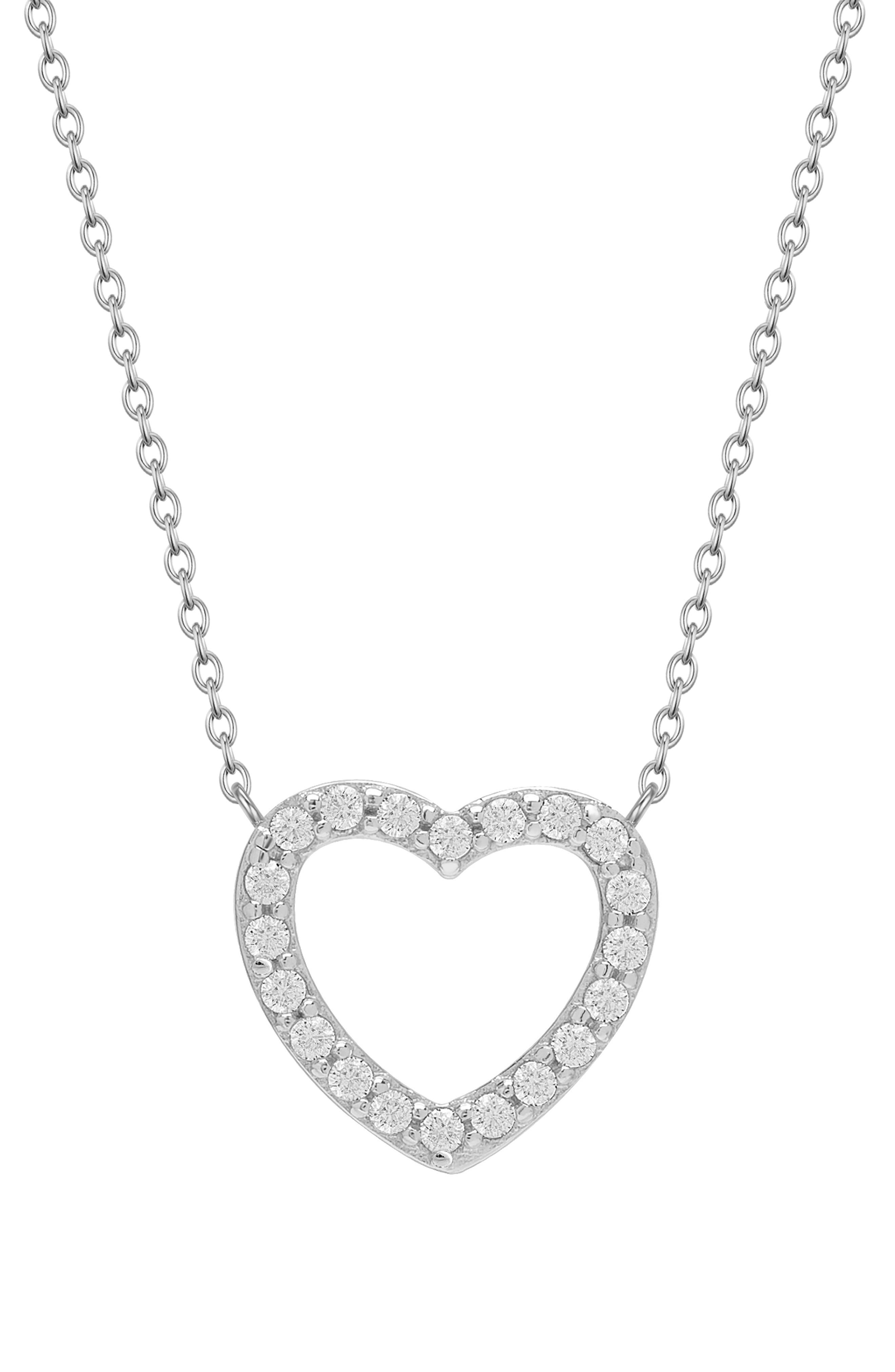 Lily Nily Kids' Cubic Zirconia Open Heart Pendant Necklace in White 