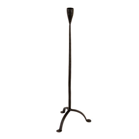 20"H Hand-Forged Cast Metal Footed Taper Holder, Black