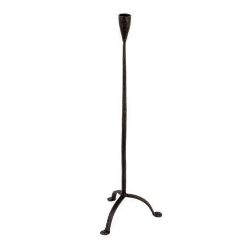 Storied Home 20"h Hand-forged Cast Metal Footed Taper Holder, Black