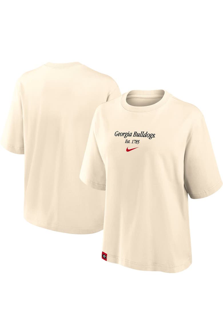 Women's Nike Tan Georgia Bulldogs Established Tag Boxy T-Shirt, Alternate, color, Tan