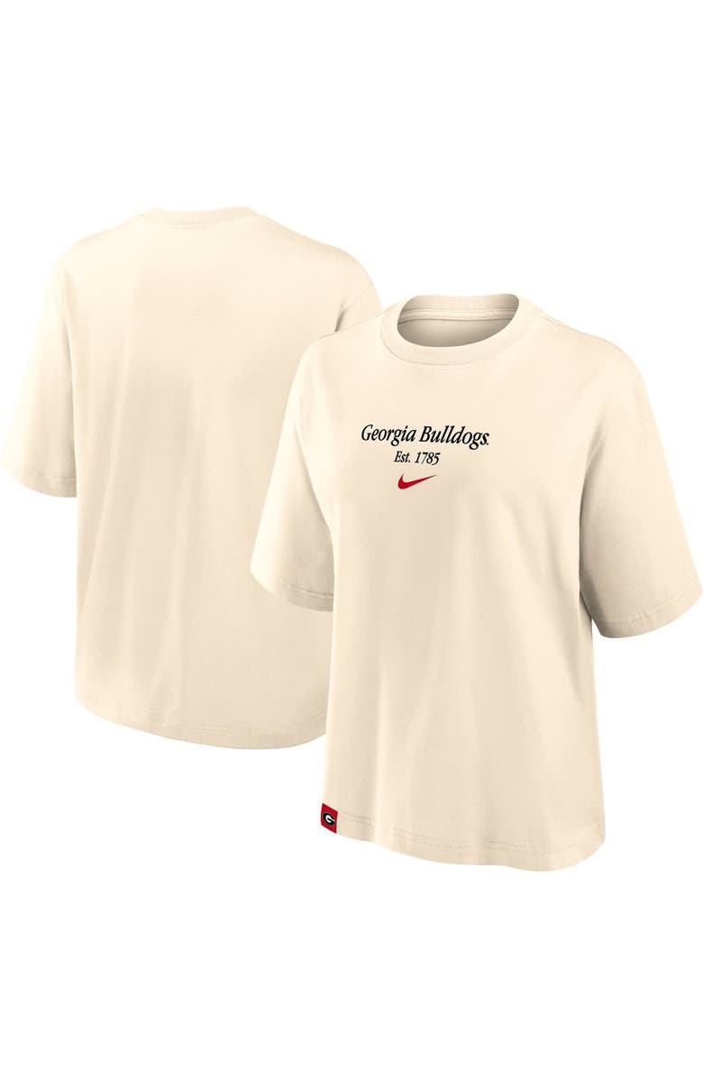 Nike Women's Nike Tan Georgia Bulldogs Established Tag Boxy T-Shirt, Alternate, color, Tan