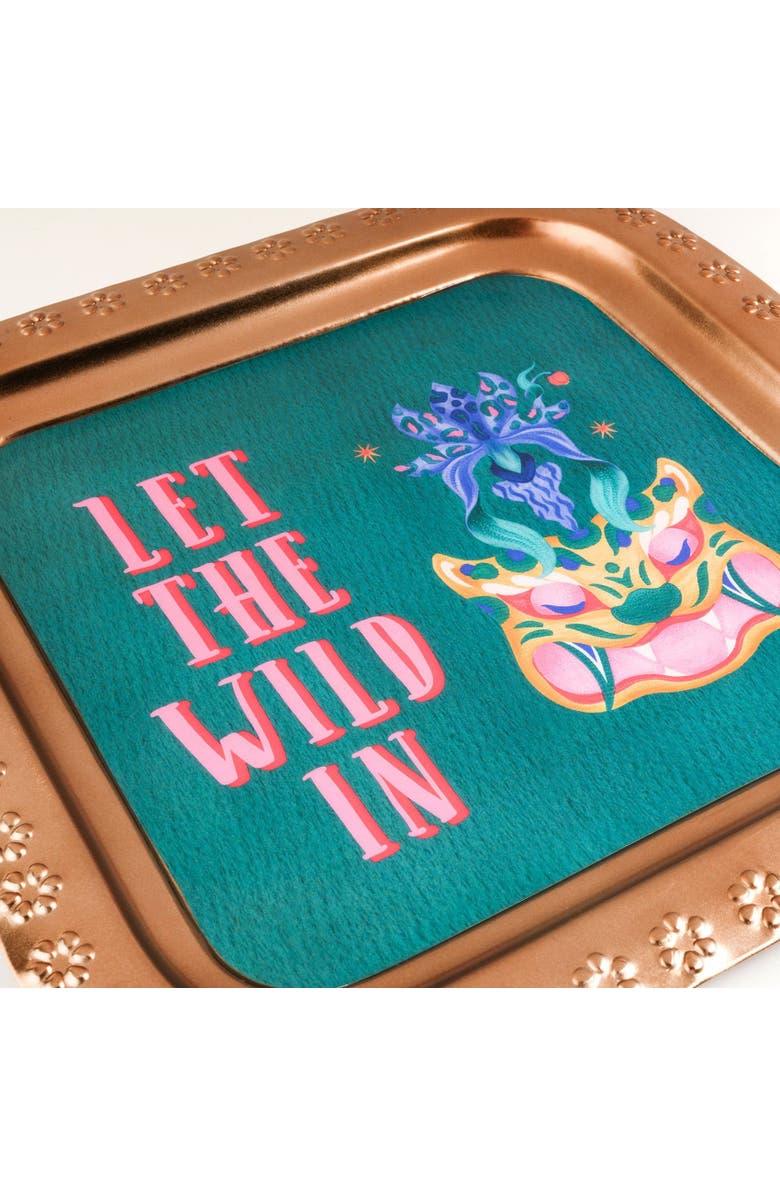 Zsa Zsa Zsu Nanpur Patterned Square Metal Decorative Tray Wild 11X11 In, Alternate, color, Green