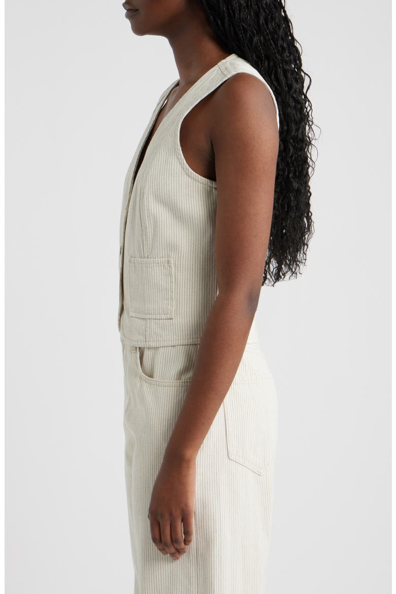 La Jolla Stripe Vest, Alternate, color, ECRU RAILROAD STRIPE