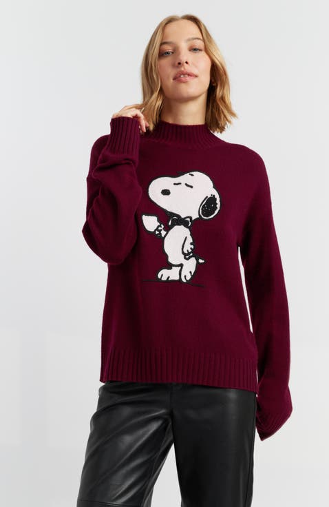 Wool-Cashmere Tea Time Snoopy Sweater