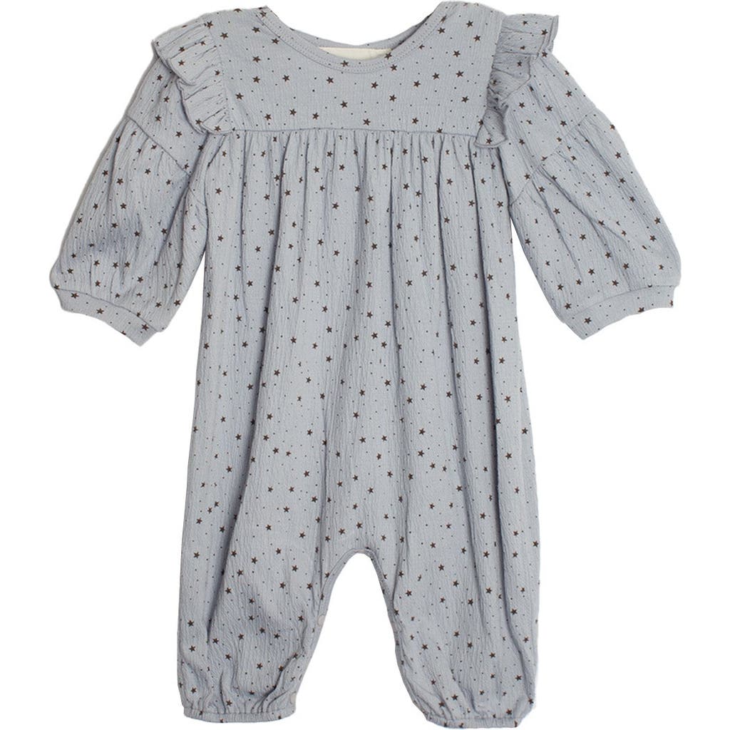 Mabel + Honey Babies' Mabel And Honey Twinkle Twinkle Toddler Girls' Star-print Ruffle Romper In Gray