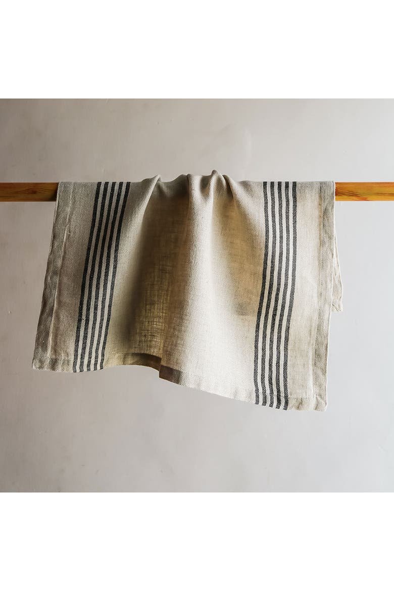 Striped Napkins, Black and Ivory, Alternate, color, Black