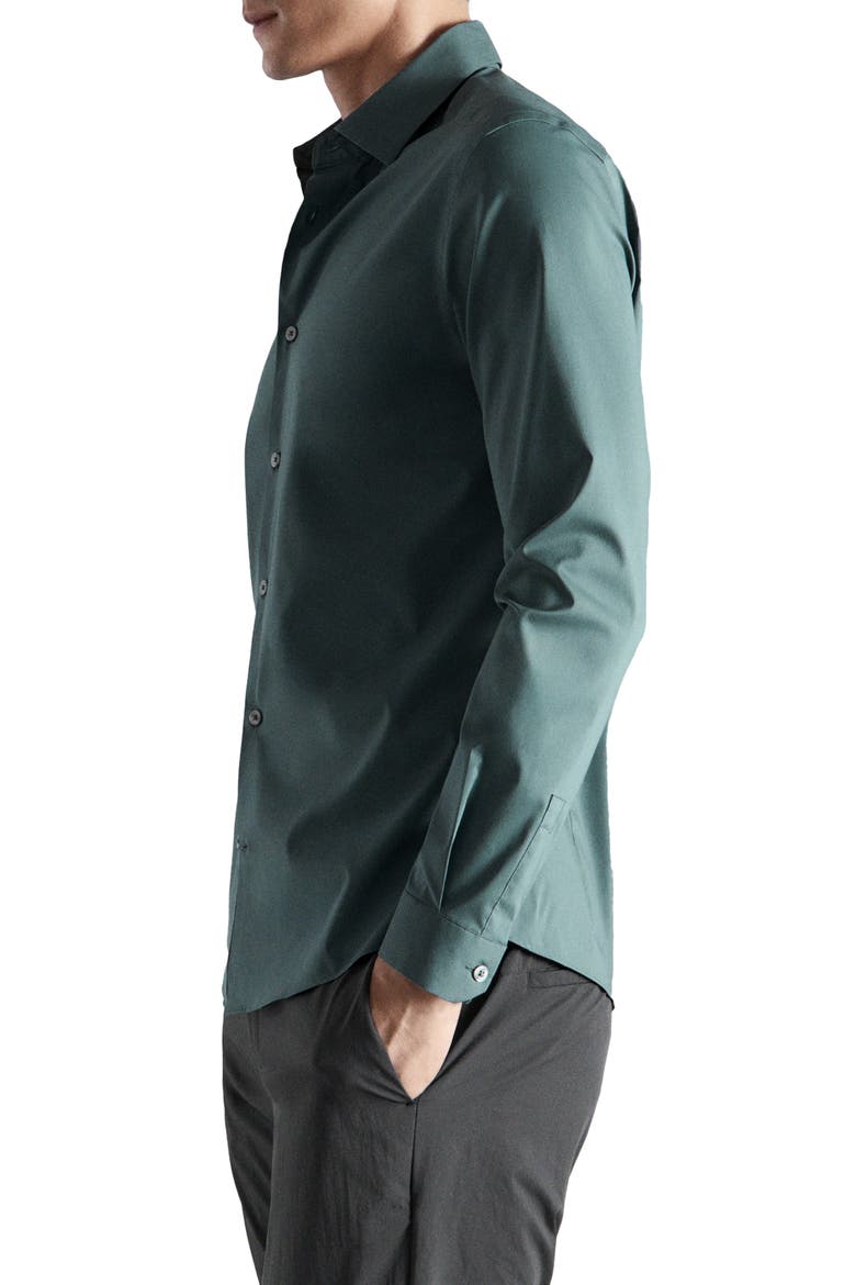 Regular Fit Stretch Cotton Blend Button-Up Shirt, Alternate, color, MEDIUM GREEN