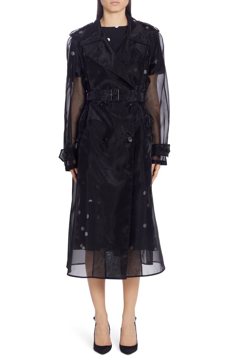 Sheer Organza Trench Coat, Alternate, color, BLACK