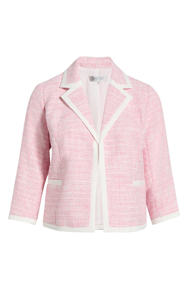 KASPER Contrast Trim Open Front Blazer, Main, color, Pink Perfection Multi