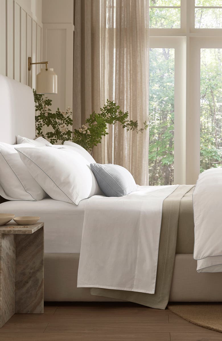 Boll & Branch Signature Set of 2 Piped Edge Pillowcases, Alternate, color, White/ Shore