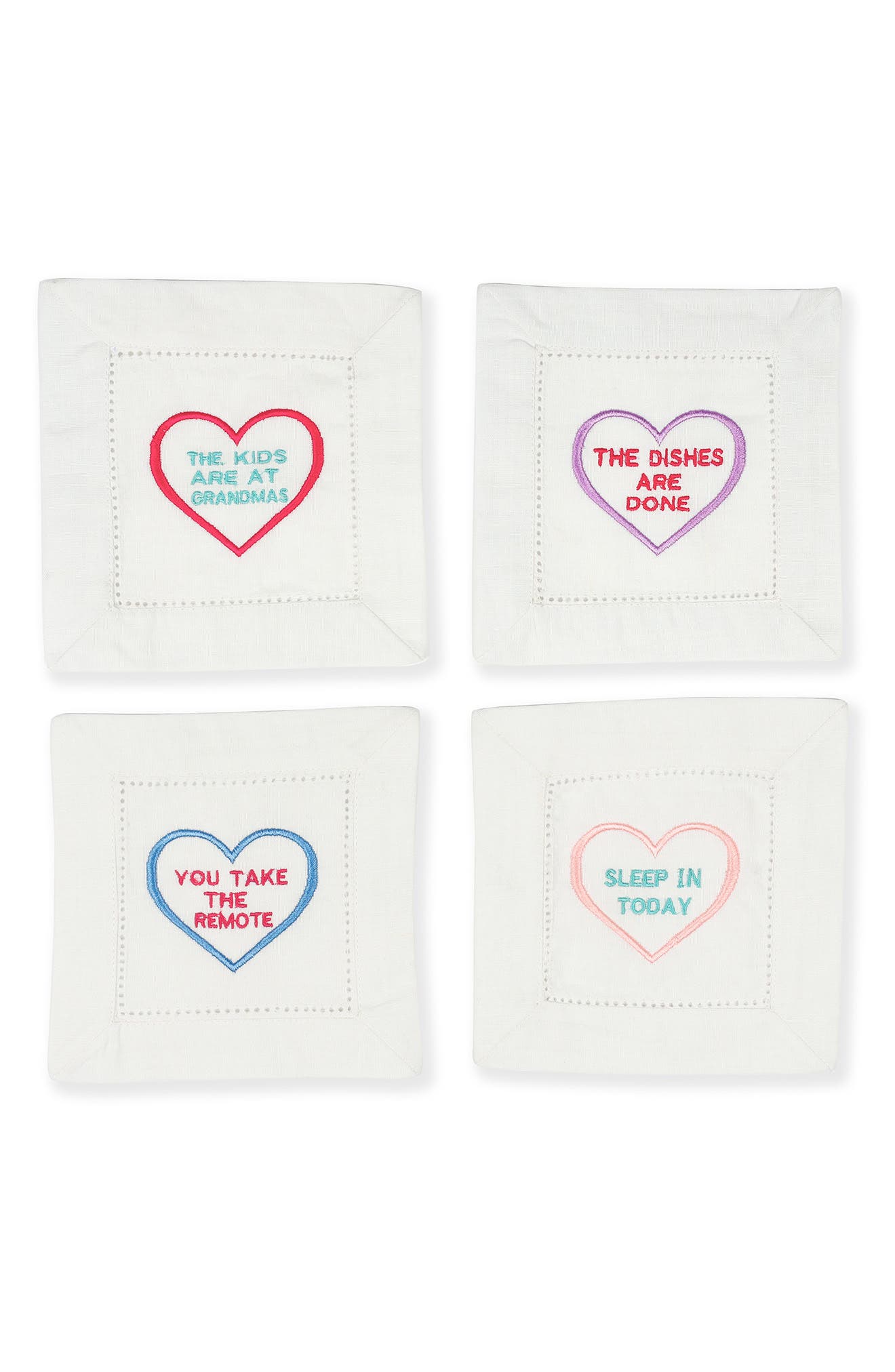 Tiramisu Set of 4 Embroidered Linen Napkins