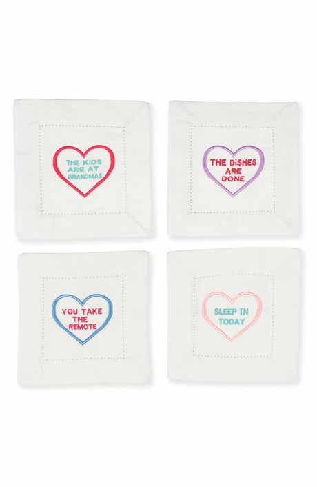 Tiramisu Set of 4 Embroidered Linen Napkins