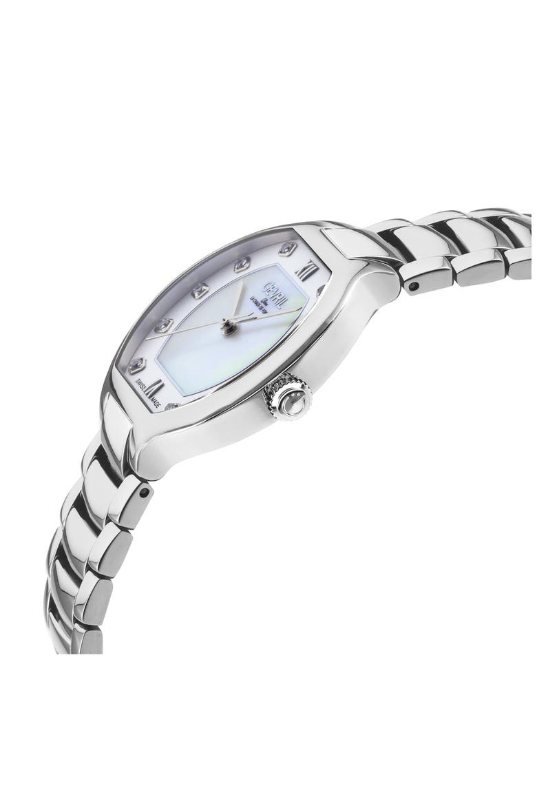 Lugano Diamond Mother-of-Pearl Bracelet Watch, Alternate, color, SILVER