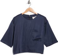 TWP Ex Short Sleeve Hammered Satin Top