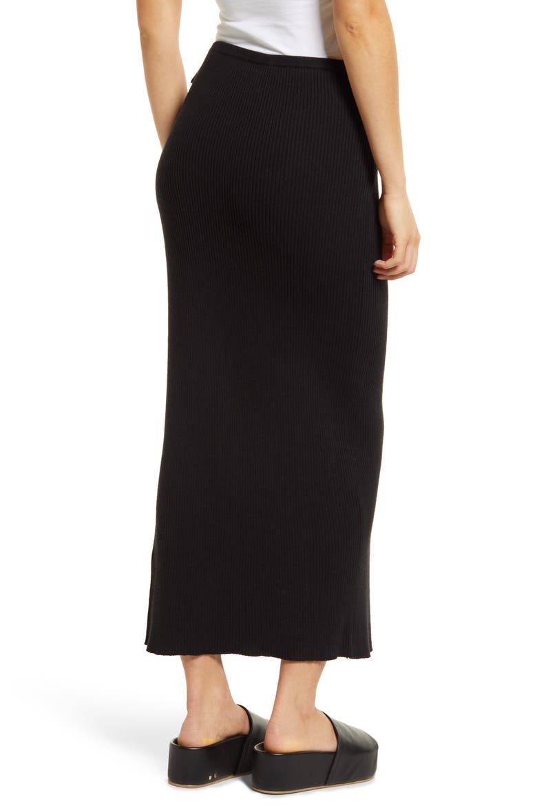 Borderline Knit Wrap Midi Skirt, Alternate, color, BLACK