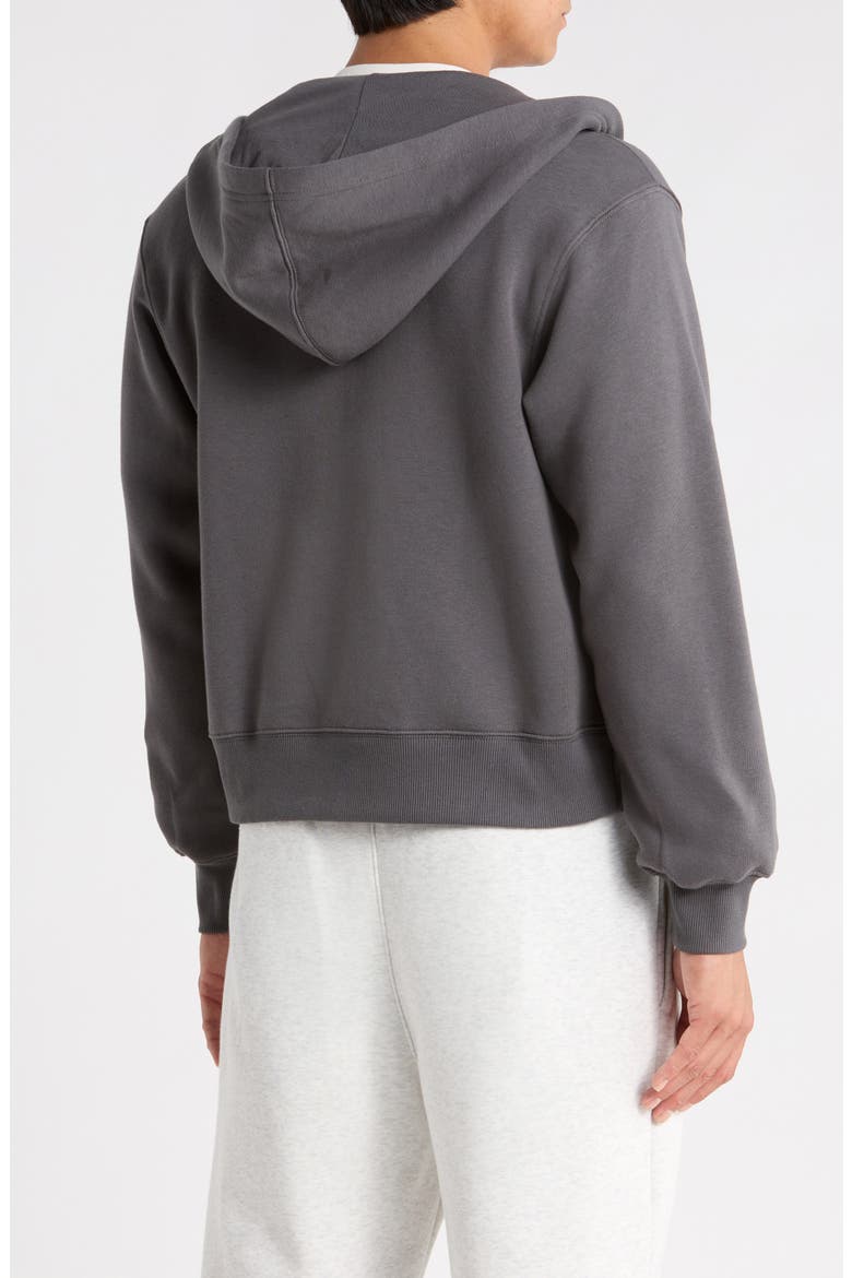 Cropped Fleece Zip Hoodie, Alternate, color, GREY MAGNET