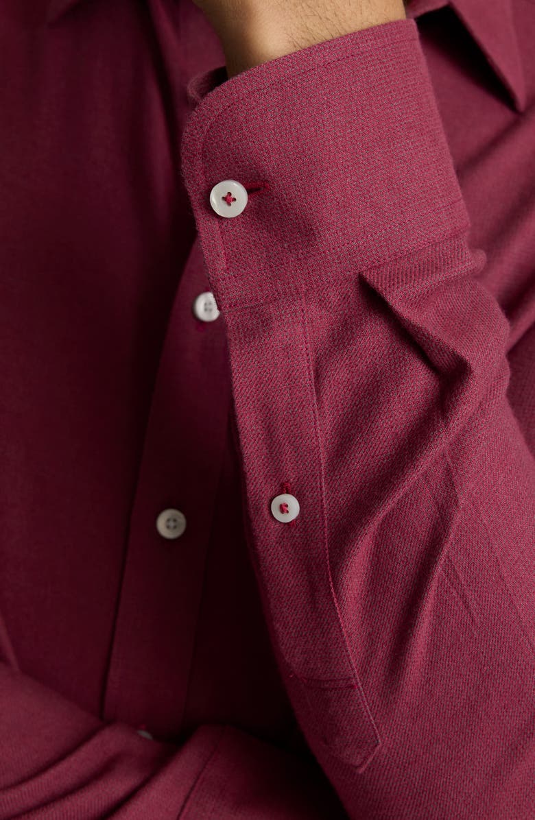 UNTUCKit Veneto Regular Fit Textured Wrinkle Free Cotton Button-Down Shirt, Alternate, color, Mid Red