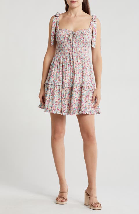 Smocke Tiered Minidress