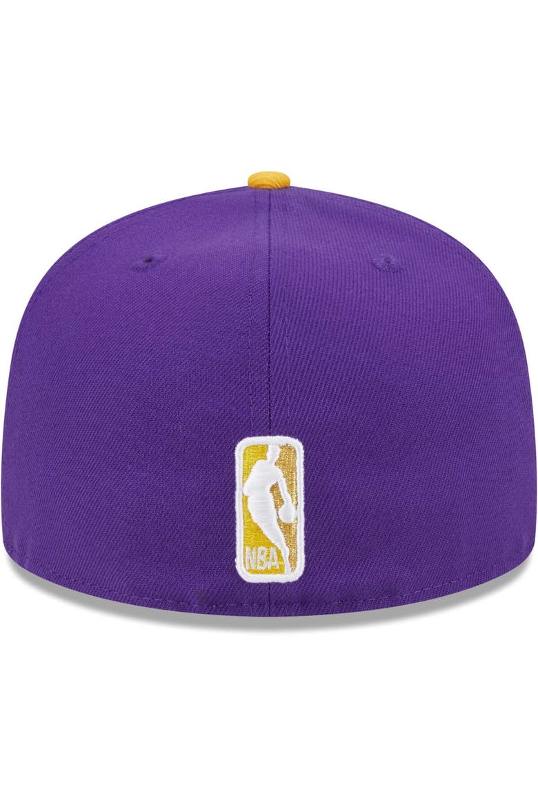 Men's New Era Purple/Gold Los Angeles Lakers Gameday Gold Pop Stars 59FIFTY Fitted Hat, Alternate, color, Purple