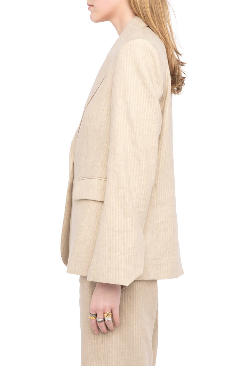 Zadig & Voltaire Vavy Tailleur Pinstripe Blazer, Alternate, color, Cookie