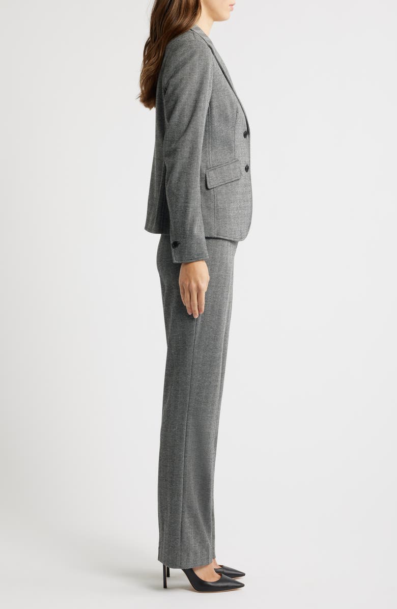 Anne Klein Herringbone Blazer, Skirt & Pants Set, Alternate, color, Anne Black Combo