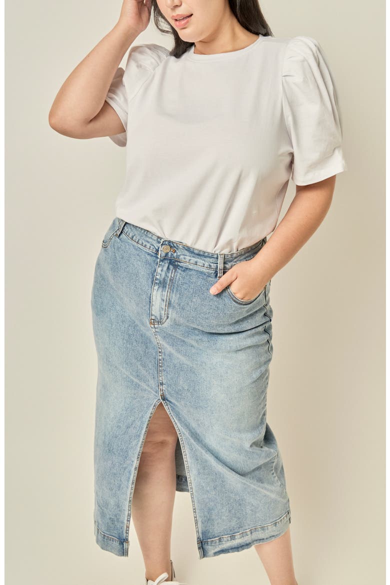 Puff Sleeve Cotton Top, Alternate, color, WHITE