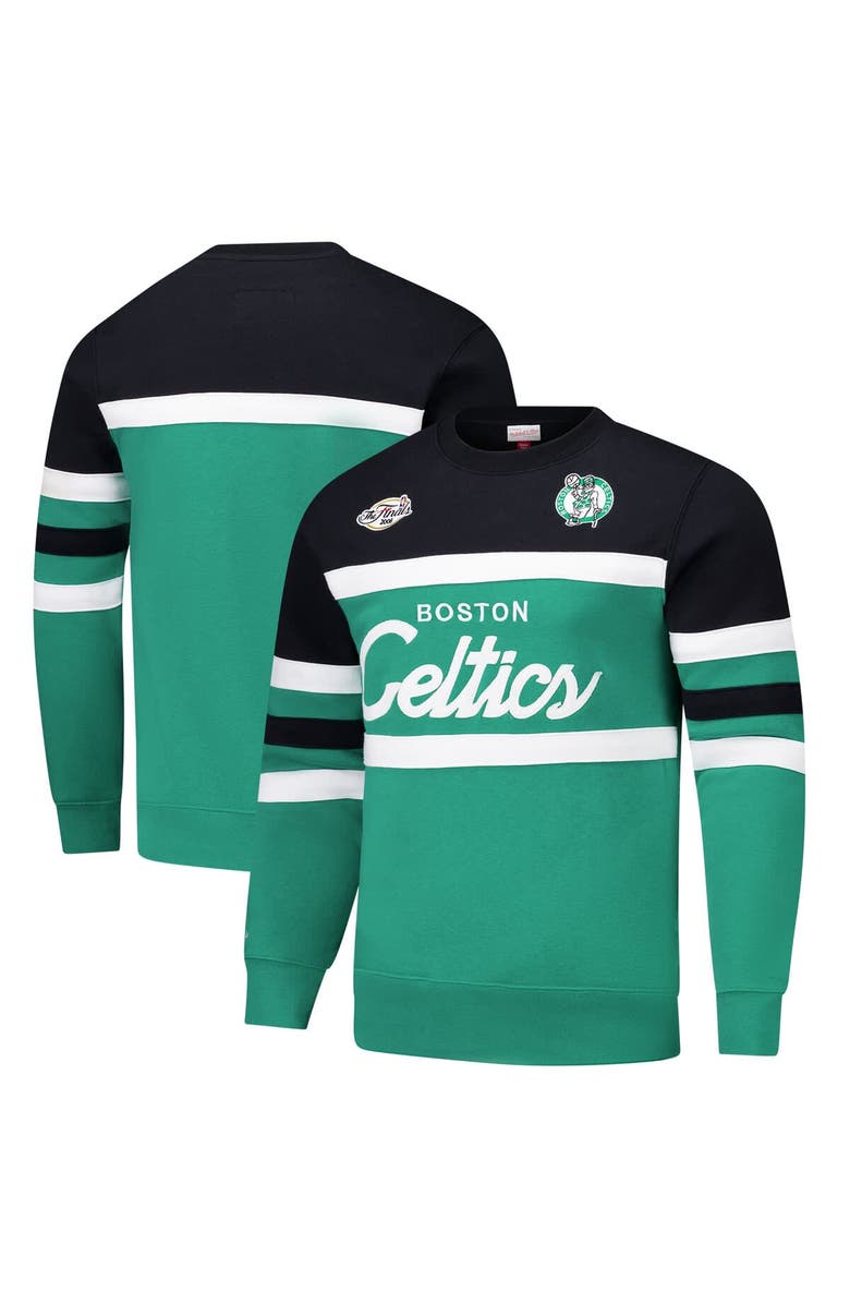 Mitchell & Ness Men's Mitchell & Ness Kelly Green/Black Boston Celtics Hardwood Classics Vintage Logo Head Coach Pullover Sweatshirt, Main, color, Kelly Green