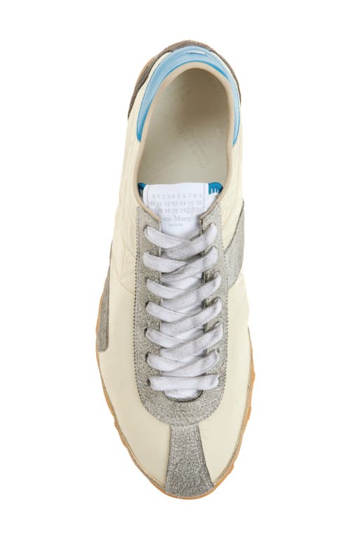Maison Margiela Sprinters Low Top Sneakers With Dirty Effect In Lemon/white/grey