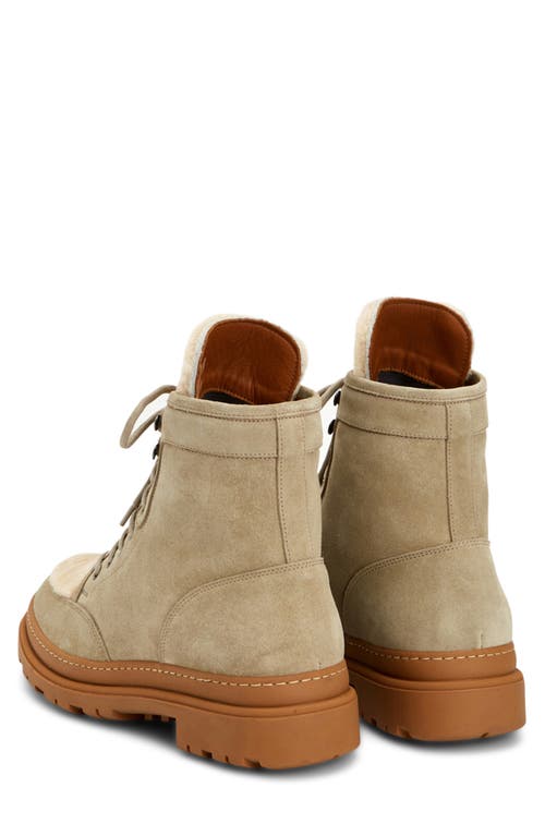 Aquatalia Tristian Lace-up Boot With Genuine Shearling Trim In Glacier/taupe